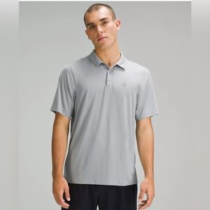 LULULEMON mens polo shirt sleeve athletic tee medium grey
